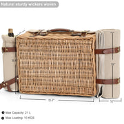 YANMUXIAN Multifunctional Wicker Picnic Basket Set for 2 with Insulated Interior, Detachable Pine Wood Table, Waterproof Blanket, Full 20-Piece Tableware, Natural