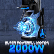 SUGIFT Electric Pressure Washer, 4500 PSI, 3.2 GPM, 2000W Motor, LED Touchscreen Adjustable Pressure, 5 Quick-Connect Nozzles, Foam Cannon, Built-In Hose Reel, Portable with Large Wheels, Blue
