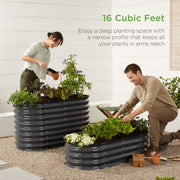 Best Choice Products Outdoor Raised Metal Oval Garden Bed, 16 Cubic Feet, 24-Inch Depth, Charcoal, 4x2x2 ft