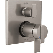 Delta Faucet Ara Angular Modern TempAssure 17T Series Thermostatic Valve Trim with 3-Setting Integrated Diverter, Stainless, T27T867-SS