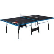 MD Sports TTT415_057M Official Size Table Tennis Table, with Paddle and Balls, Black/Blue