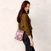 Vera Bradley Featherweight Original Hipster Crossbody Shoulder Bag, Lightweight Recycled Nylon, Water-Repellent, Geometric Flutter Purple, One Size, 50328-20081