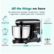 Kitchen In The Box KSM60 Tilt-Head Stand Mixer, 6.5-Quart Stainless Steel Bowl, 660W Motor, 6-Speed with Pulse, White