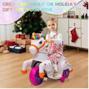 TRANSLINK 12V Unicorn Ride On Car with Music, Up and Down Motion, Electric Pony for Kids Ages 2-6, Rainbow