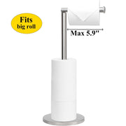 PHANCIR Freestanding Toilet Paper Holder with Top Storage Shelf, Stainless Steel, Silver