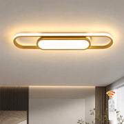 Garwarm 40W Modern LED Ceiling Light, Remote Dimmable Linear Flush Mount Lamp, Adjustable Color Temperature 3000K-6500K, Gold, 3200 Lumens, STUK-YH2120-G