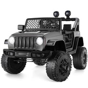 Funcid 12V Kids Powered Ride on Truck Car with Parent Remote Control, Bluetooth Music, LED Lights, Black