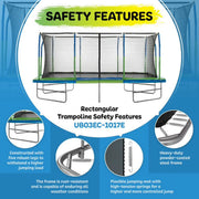 Upper Bounce Machrus Mega 10 X 17 Ft Rectangular Trampoline Set with Premium Top-Ring Enclosure System, Blue Green, UB03EC-1017E
