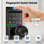 Blacksmith 37549 Smart Door Lock with Handle and 5 Ways Quick Unlock, Black