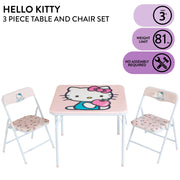 Hello Kitty WK950191 Kids' 3-Piece Table and Chairs Set, Pink
