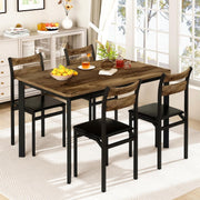 Recaceik Dining Room Table Set with 4 Upholstered Chairs Brown