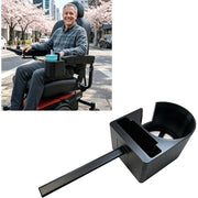 Wheelchair Cupholder and Phone Holder, Dual Storage, Black Plastic, Armrest Mount