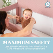 Baby Delight Lunaire Full Size Crib, Dual Function Crib and Playard, GOTS Certified Organic Cotton, Breathable Mesh Walls, Tool-Free Assembly, Dusty Rose