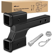 Nilight Trailer Dual Hitch Extender, 2 Inch Receiver, Adjustable 2 or 4 Inch Rise or Drop, Matte Black Powder Coated Forged Steel, 10,000 lbs Capacity, 92168B