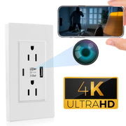 Yaoinaoou WIFI Mini Camera 1080P HD AC Wall Socket with 2 Plug Outlets and 2 USB Ports, Indoor Surveillance with Motion Detection and Cloud Storage