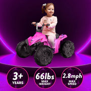 Flybar KT25015AE 12V Glow ATV Ride-On Toy with LED Lights, Pink, Ages 3-6, Rechargeable Battery