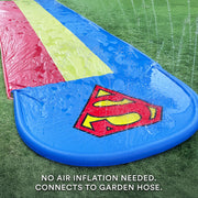 Superman Triple-Lane Water Slide, 20 ft, Multicolor, Includes 3 Inflatable Boogie Boards, SM300WS-A