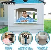 Lifetime Indoor Outdoor Kids Playhouse with Two Store Windows and Farm-Style Half Doors, Durable Low-Maintenance Construction, Taupe, 46 in x 40 in x 55 in, 91431
