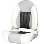 Tempress ProBax Orthopedic Folding High Back Boat Seat, White Gray Carbon, Marine Grade Vinyl, Stainless Steel Hardware, 68454