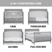 M Design Village 67011550 Oxford Baby Harper 4-in-1 Convertible Crib Dove Gray GreenGuard Gold Certified Wooden Crib