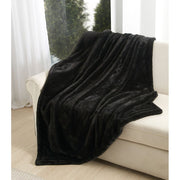Idea Nuova Inc Cozy Haven Oversized Faux Fur Throw Blanket, Reversible Ultra-Soft Polyester, Black and Beige, 50
