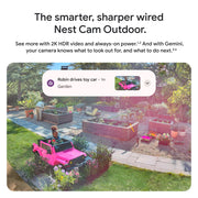 Google Nest Cam Outdoor Wired 2nd Gen, 2K HDR Video, Gemini AI, Weather-Resistant, Night Vision, Two-Way Audio, Snow, GA09963-US