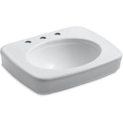 Bancroft Vitreous China Pedestal Sink Basin in White with Overflow Drain