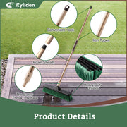 Eyliden Heavy Duty Push Broom, 24 in Wide Head, Stiff PET Bristles, 66 in Green Steel Handle, JX-22