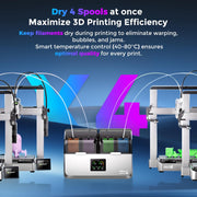 Comgrow Creality Space Pi X4 Filament Dryer Box, Dual Independent Heating Chambers, 200W Fast Heating Up to 85C, 4 Spools Capacity, Compatible with PLA PETG ABS TPU