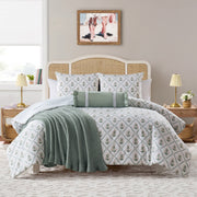 My Texas House Poppy Trellis King Comforter Set, 3-Piece, Reversible Green and Pink, 200-Thread-Count Cotton, Zipper Closure Shams, TRE-3CS-KING-WD-GRNPK