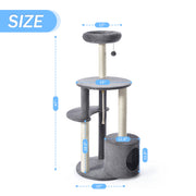 Vibrant Life Cat Tree, 47 in Multi-Level Tower with 3 Sisal-Wrapped Scratching Posts, 5 Soft Platforms, Plush-Lined Condo, Gray