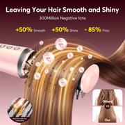 Bopcal ZCY892-B 5 in 1 Hair Dryer Brush, High-Speed Air Styler with Automatic Curling Barrels, Straightener, Volumizing Brush, Pink, Travel Bag Included
