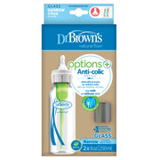Dr. Brown's 79148088 Natural Flow Options Glass Narrow Baby Bottle 8 oz, 2 Pack