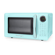 Nostalgia Retro 700W Countertop Microwave Oven, 0.7 Cu Ft Capacity, Aqua, 8 Auto Cook Programs, LED Display, Rotating Glass Turntable, NRMOPMSW7AQ6A