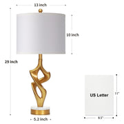 Cinkeda Vintage Black Resin Table Lamps Set of 2, 28 Inch, Touch Control with 3 Brightness Levels, USB-A and USB-C Charging Ports, AC Outlet, Dimmable LED Bulbs Included, WMTD-449