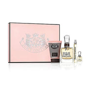 Juicy Couture 4 Piece Fragrance Gift Set for Women, Eau de Parfum Spray 3.4 Oz, Royal Body Cream 4.2 Oz, Parfum 0.17 Oz, Eau de Parfum Spray 0.33 Oz
