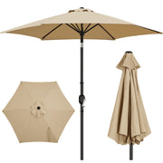 Yaheetech YT-00143610 9 ft Outdoor Patio Umbrella, Push Button Tilt, Crank Handle, Tan, 64 Sq Ft Canopy, Powder-Coated Iron Frame