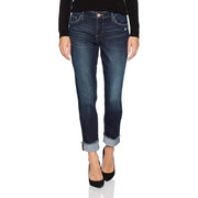 Riders by Lee Indigo Women's Fringe Cuff Boyfriend Jeans, Dark Wash, Mid Rise, Stretch Cotton Blend, Size 8