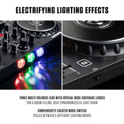 Numark Party Mix II DJ Mixer Controller Set With 2 Decks and Party Lights