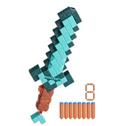 Nerf G1437221 Minecraft Sword Dart Blaster, 2-in-1 Foam-Edged Sword and Single-Dart Blaster, Includes 8 Nerf N1 Darts, Blue
