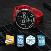 Amazfit Active 2 Round Smartwatch, 44mm Stainless Steel, Black Leather Band, 1.32-Inch AMOLED Display, GPS, Heart Rate Monitor, 10 Days Battery