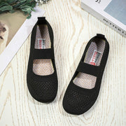 NOKIO Women Running Shoes, Breathable Knit Uppers, Soft Orthopedic Arch Support, Slip-On Sneakers, Wide Fit, Black