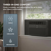 TCL 6,000 BTU Window Air Conditioner, High-Efficiency Cooling, 3-in-1 Cooling Fan & Dehumidifier, Black, Fits Double Hung Windows, W6WC72-B