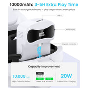 Esywen Head Strap for Meta Quest 2, 3, 3S VR Headset with 10000mAh Rechargeable Battery, Adjustable Knob, Flip-Up Design, White, MQ3003