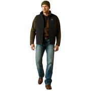 Ariat Men's Logo Softshell Vest, Water-Resistant, Black, Classic Fit, Adjustable Waist Cord, 10062587