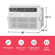 Frigidaire 8,000 BTU Window Room Air Conditioner, Remote Control, Multi-Directional Airflow, Programmable Timer, White, FHWC083TC1
