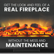 Cambridge CAM3437-1COFLG2 Sienna 34 In. Electric Fireplace with Enhanced Log Display and Black Coffee Mantel