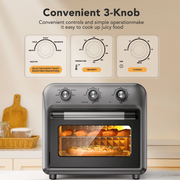 HOMSHADE 19QT Air Fryer Toaster Oven, 5-in-1 Multifunctional Countertop Cooker, Oil-Free Air Frying, 1500W, Black