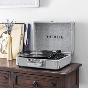 Victrola Journey Plus Signature Record Player, Grey - Durable