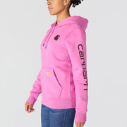 Carhartt Women's Iconic Clarksburg Logo Sweatshirt, Electric Fuchsia, Medium, Pullover Hoodie, Relaxed Fit, 102791
